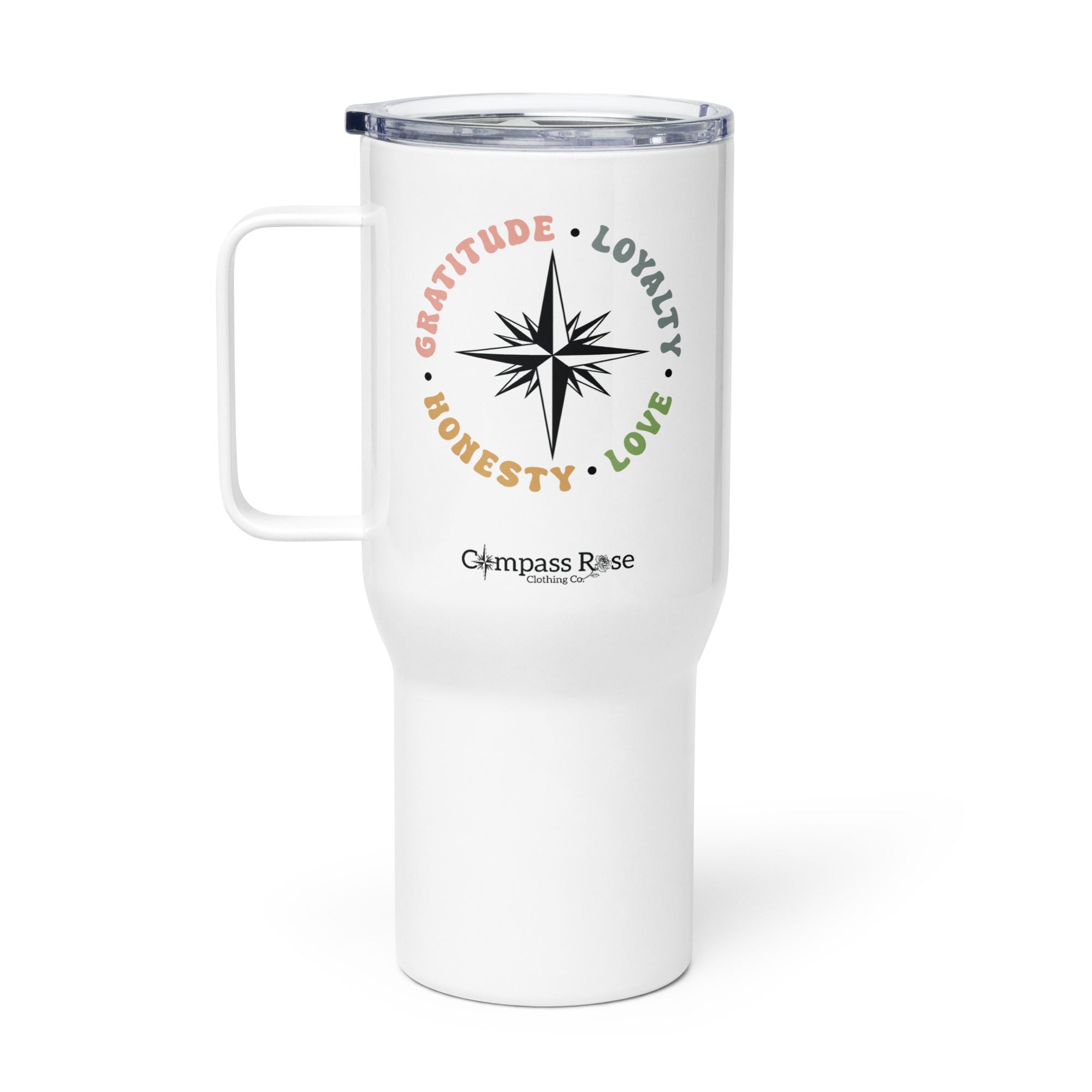 compass rose clothing co travel mug