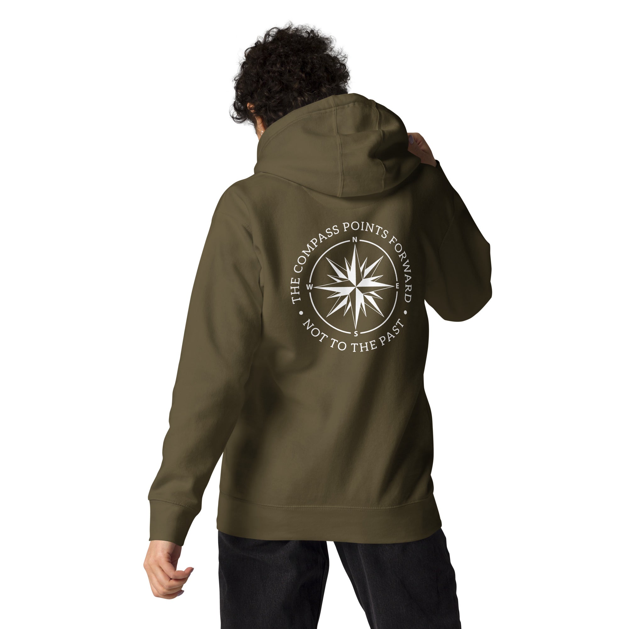 compass rose clothing co unisex-premium-hoodie-military-green-back